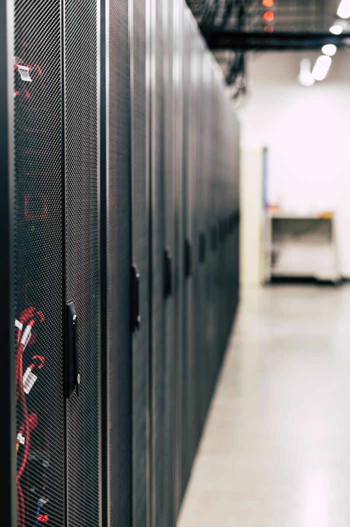 journey High-tech data center featuring multiple server racks with advanced equipment.